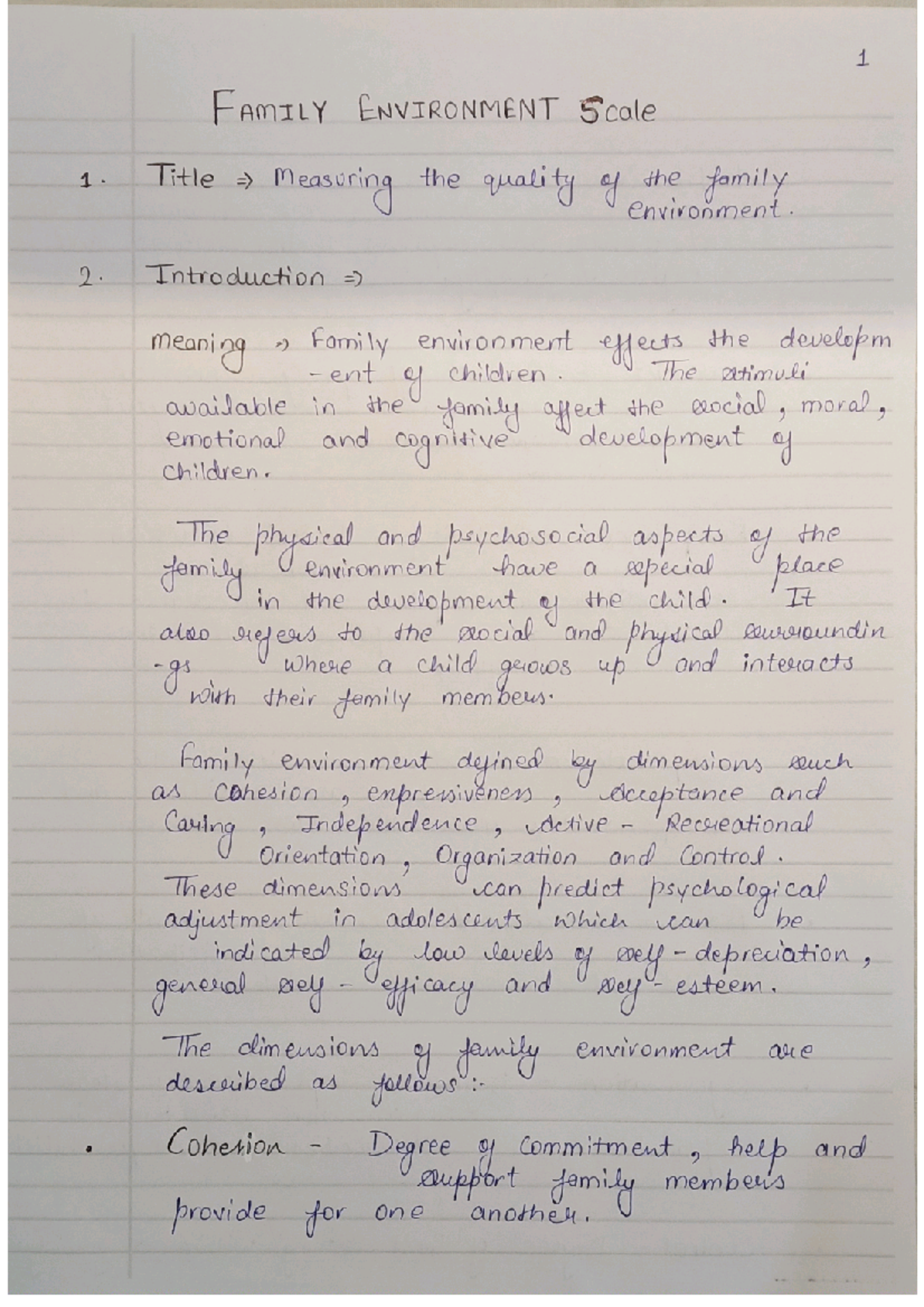 Family Environment Scale (FES) Practical Assessment and Results - Studocu