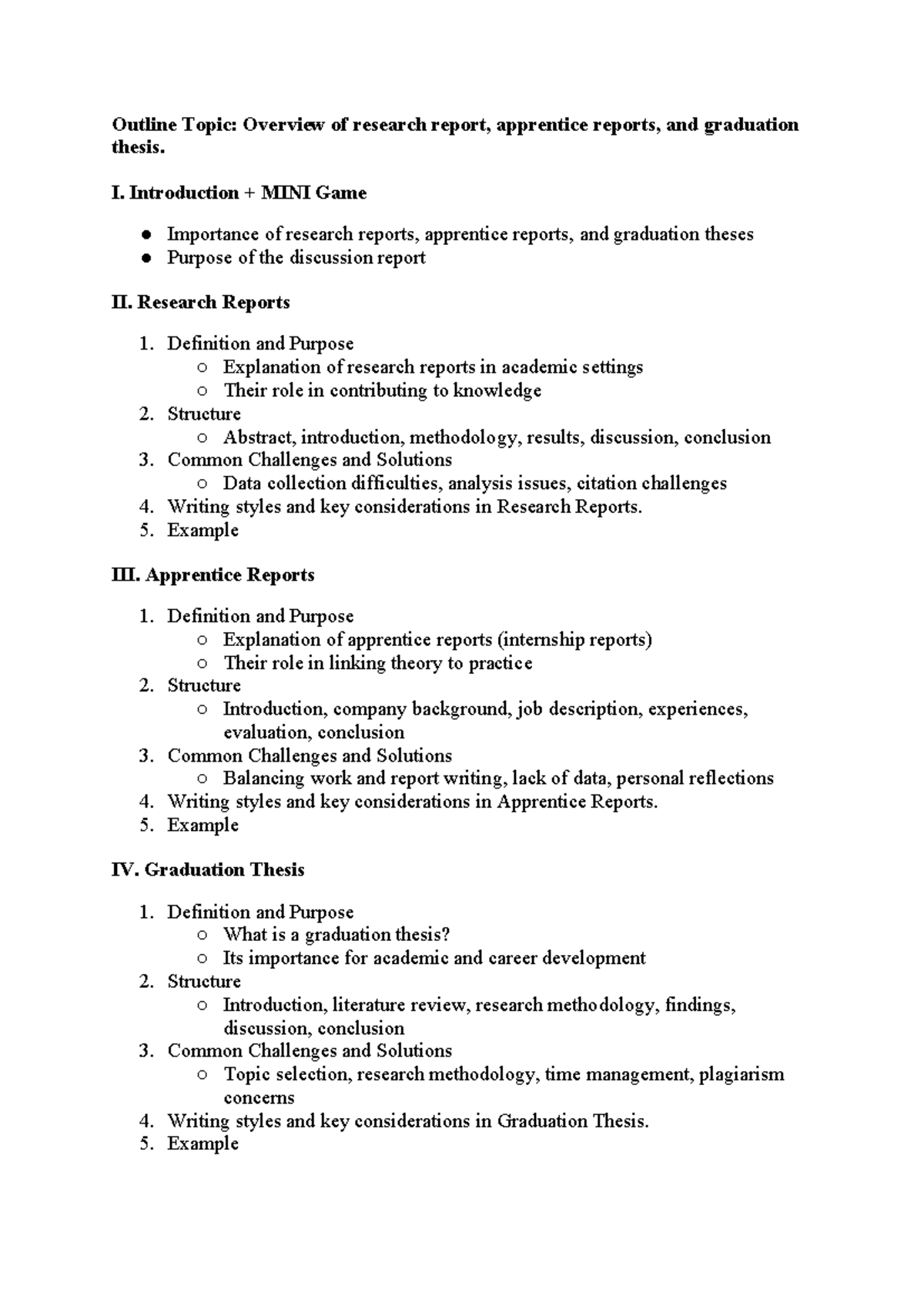 Nhóm 7 - Outline Topic 8: Overview of Research Reports & Theses - Studocu