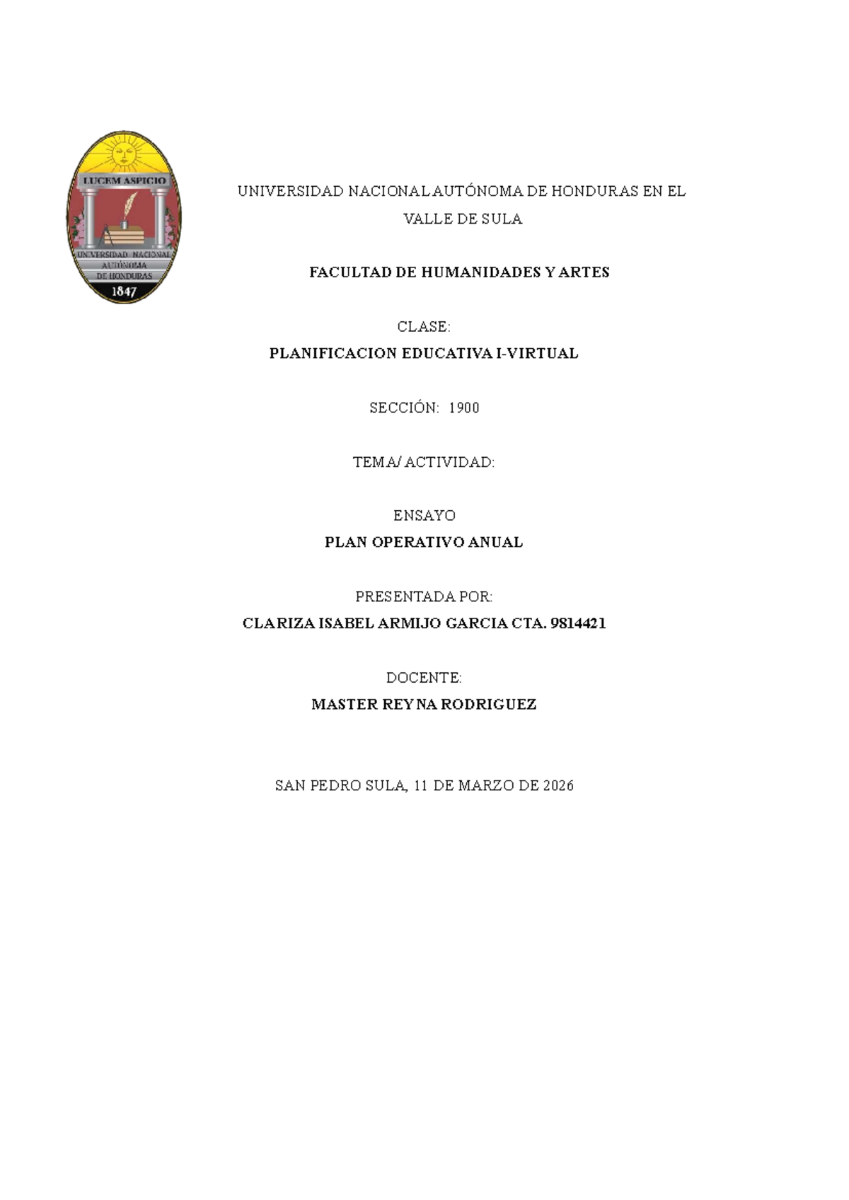 Plan Operativo Anual (POA) 2026 - C.E.B. Dionisio de Herrera - Studocu