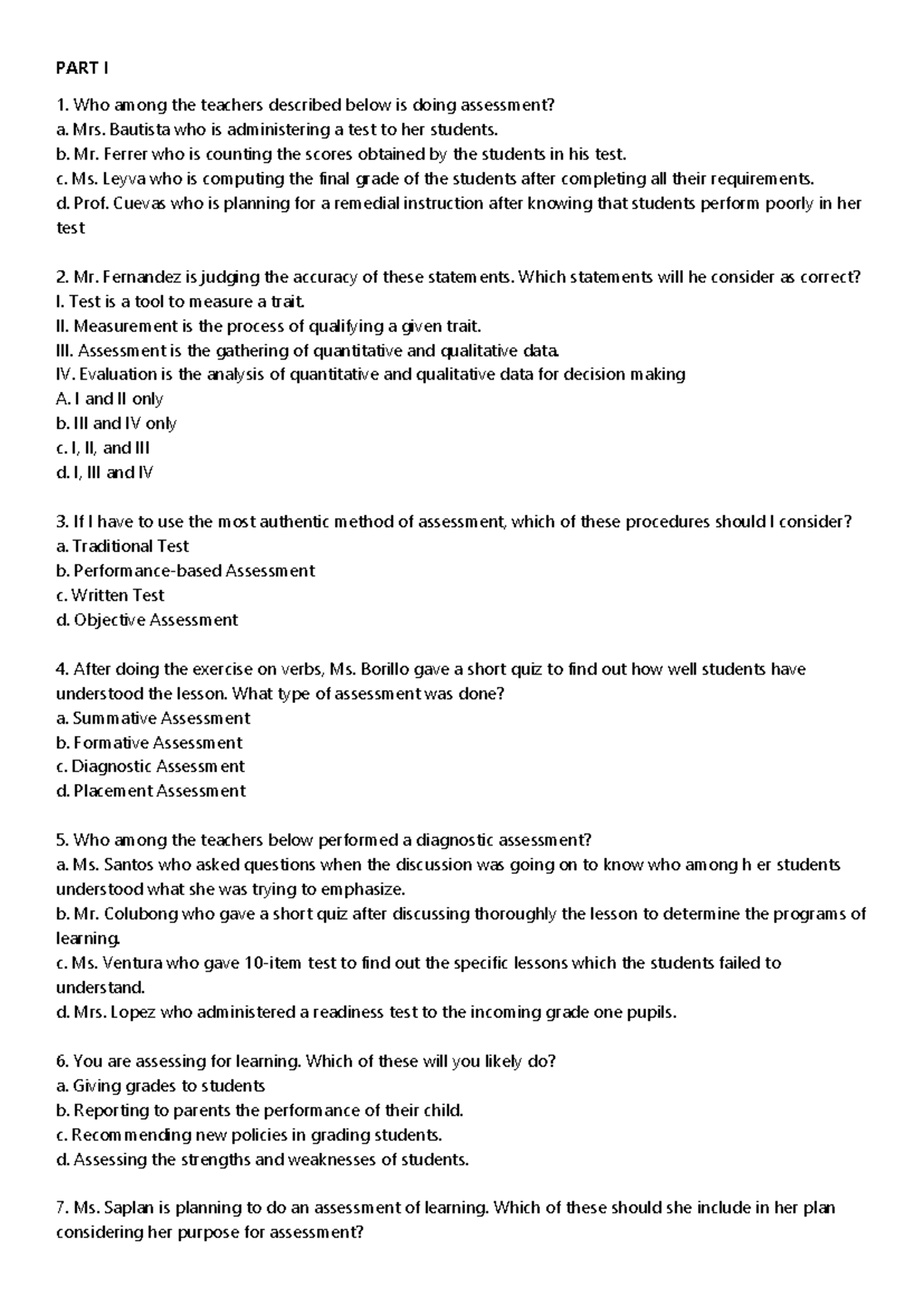 LET Reviewer-Assessment in Learning - PART I 1. Who among the teachers ...