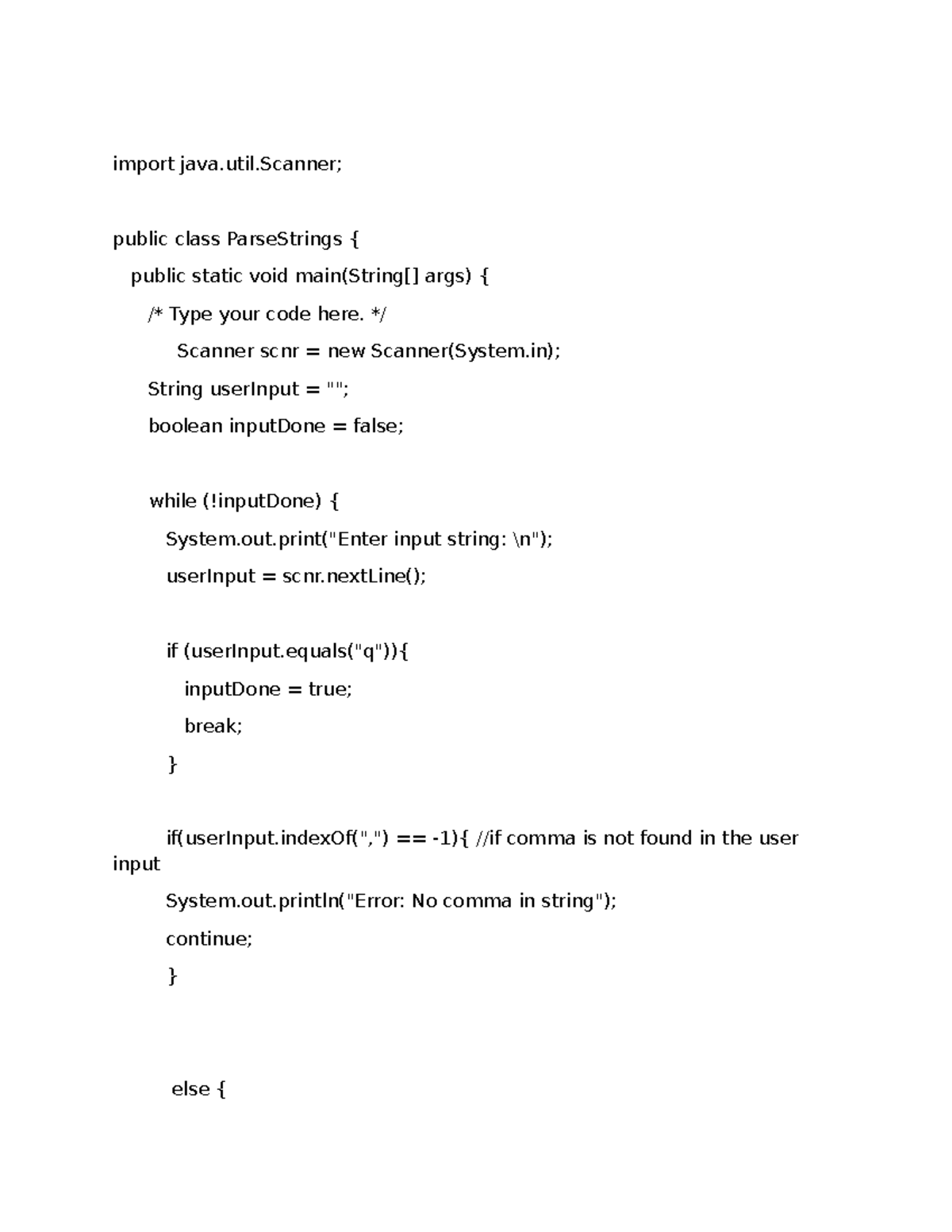 6.6 LAB Parsing Data - Module 6 Labs - import java.util; public class ...