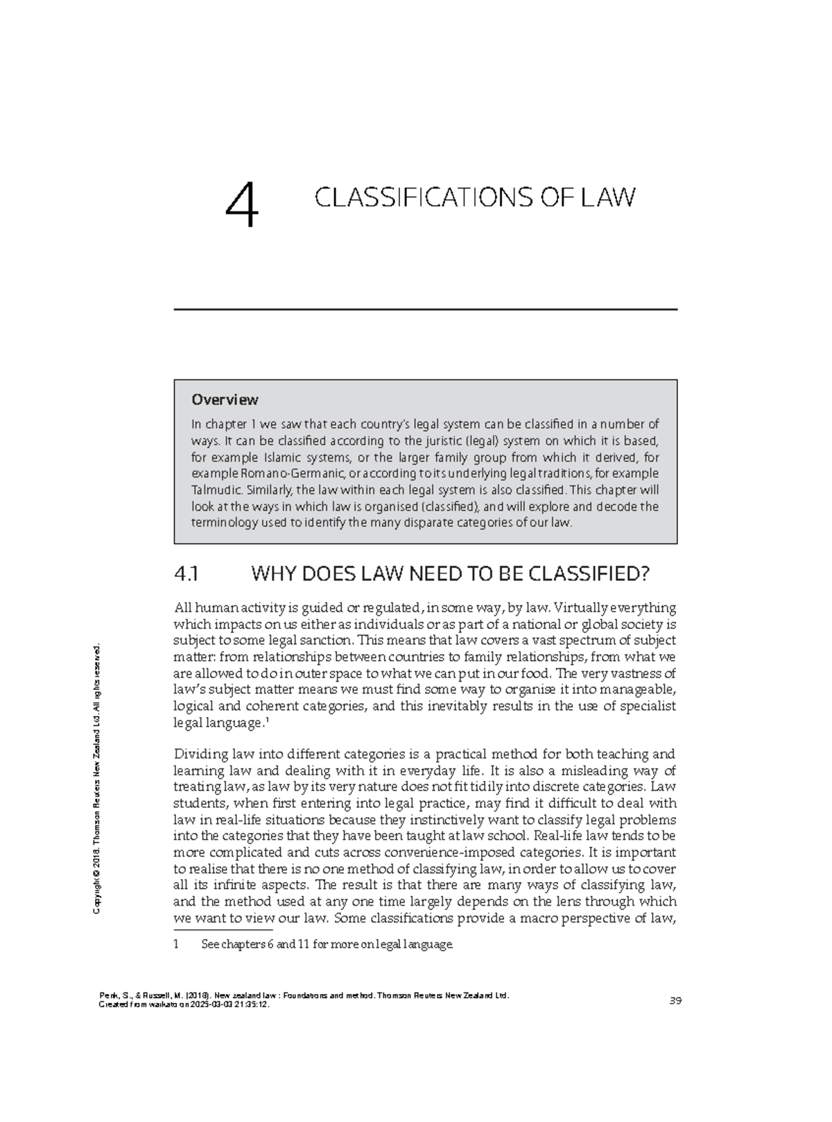 NZ Law Foundations: Chapter 4 - Classifications of Law Overview - Studocu