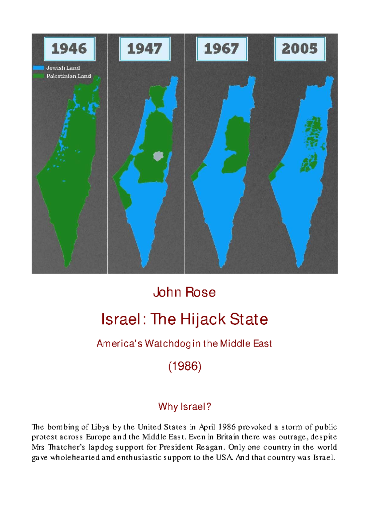 Israel: The Hijack State - Analyzing U.S. Support and Military ...
