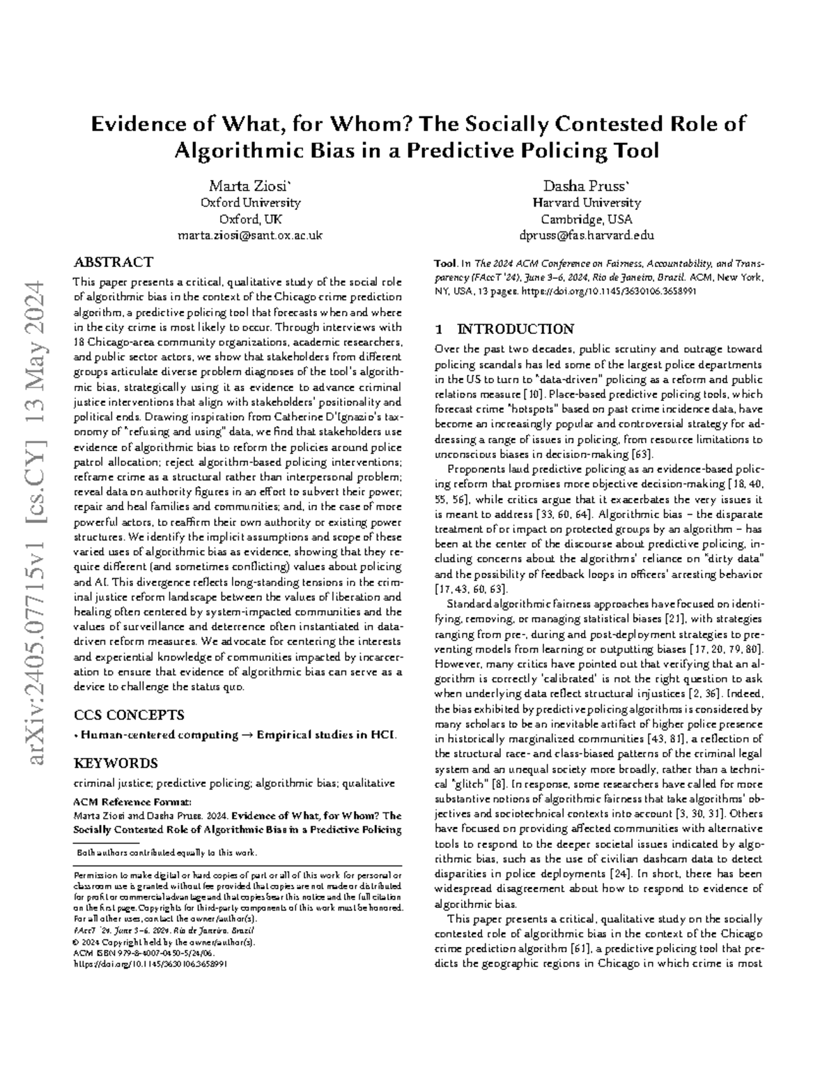 FAccT 2024: Examining Algorithmic Bias in Predictive Policing Tools ...