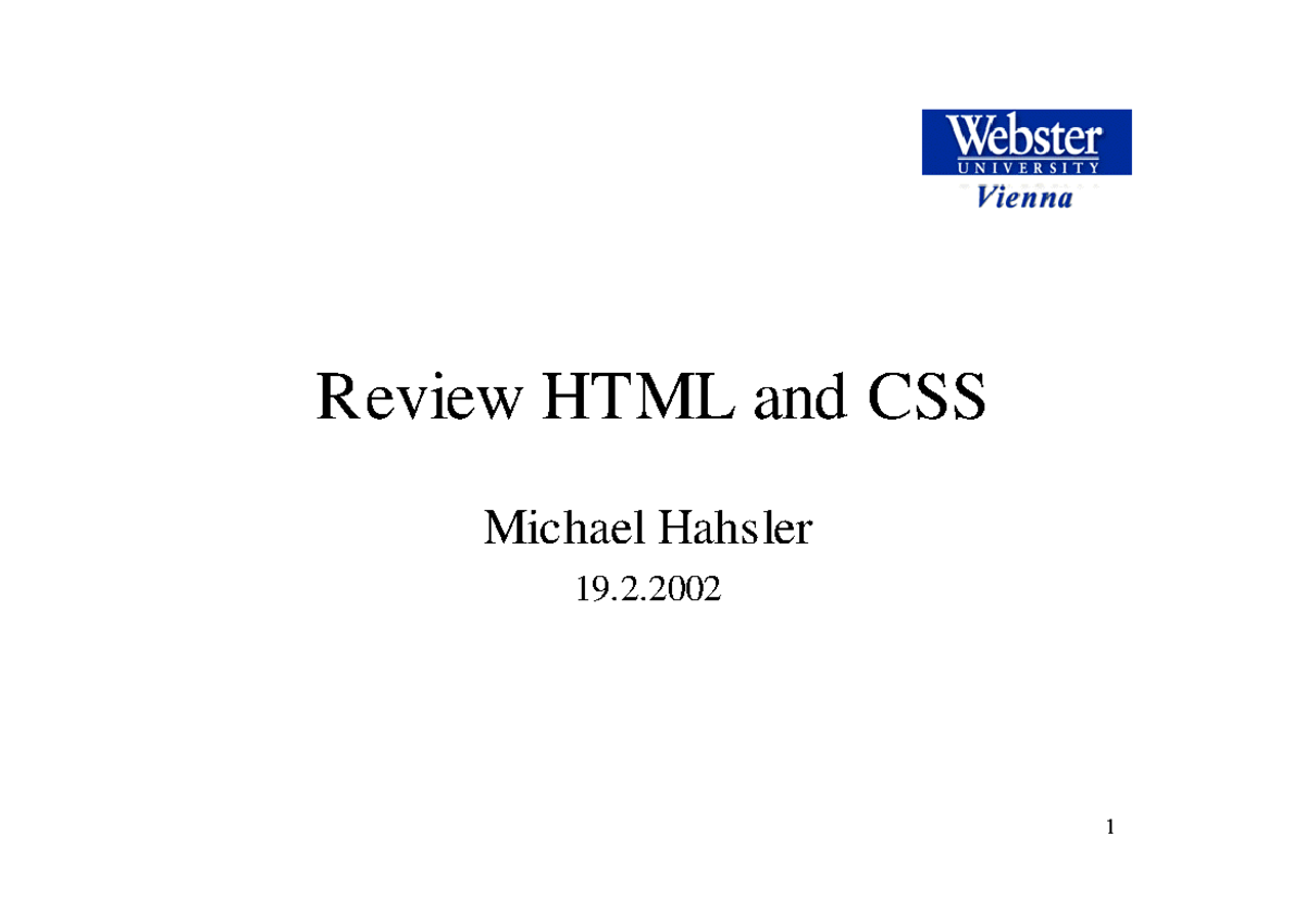 Accountancy Review: HTML & CSS Overview for Course 19.2 - Studocu