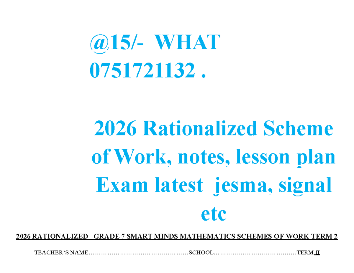 GR 7 T2 MAT Rationalized Schemes of Work and Lesson Plans - Studocu