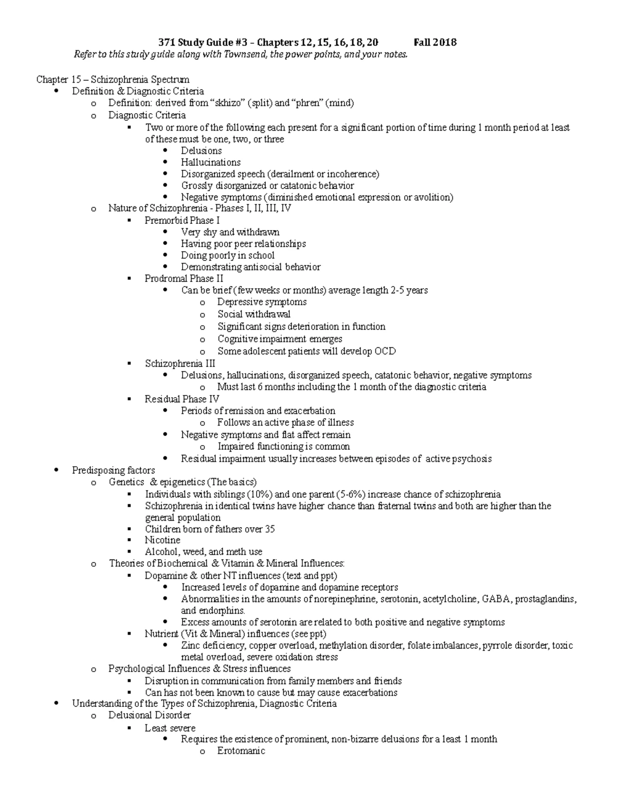 Exam 3 Study Guide: Key Topics on Schizophrenia & Substance Abuse - Studocu