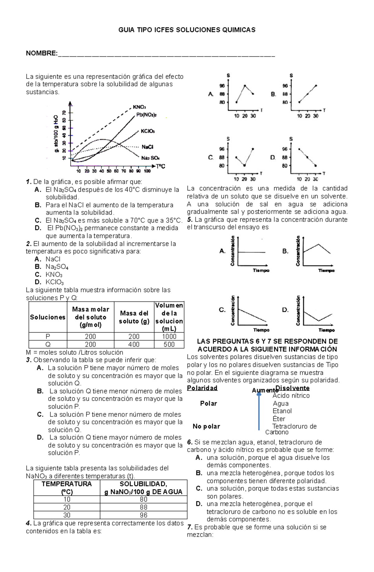 Guía ICFES: Soluciones Químicas y Su Solubilidad - Document Preview