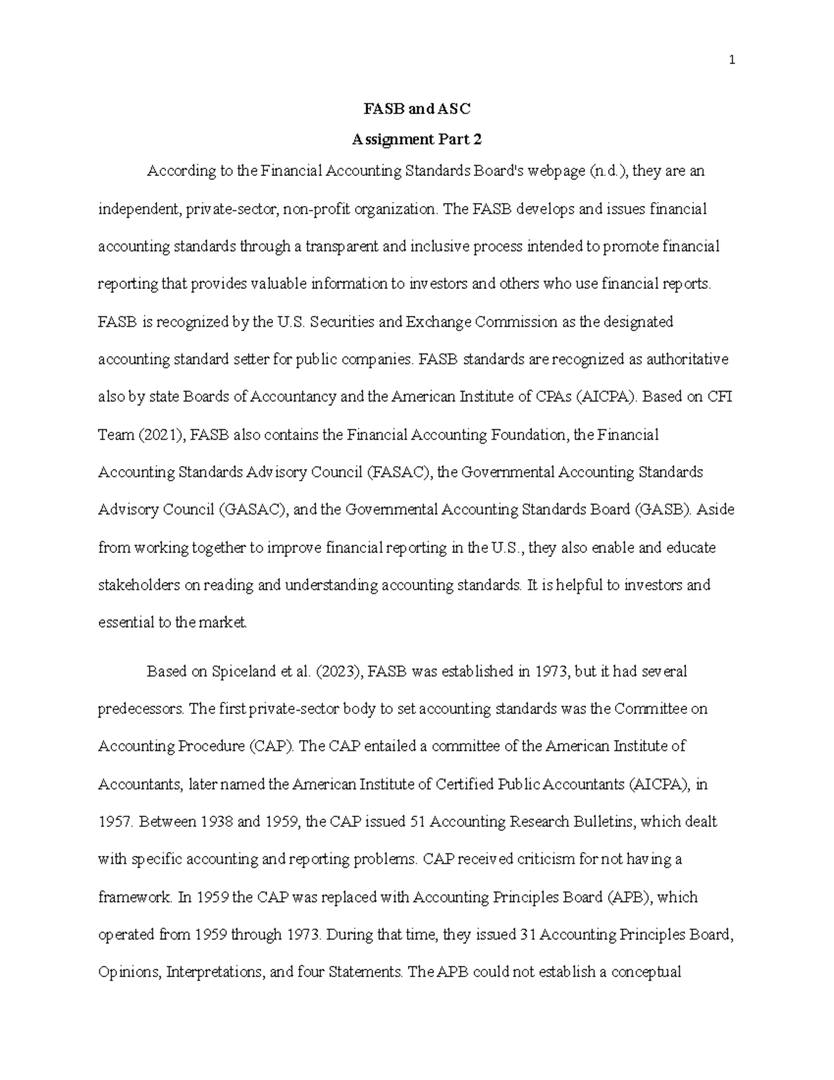 FASB and ASC Standards - Assignment Part 2 on Financial Reporting - Studocu