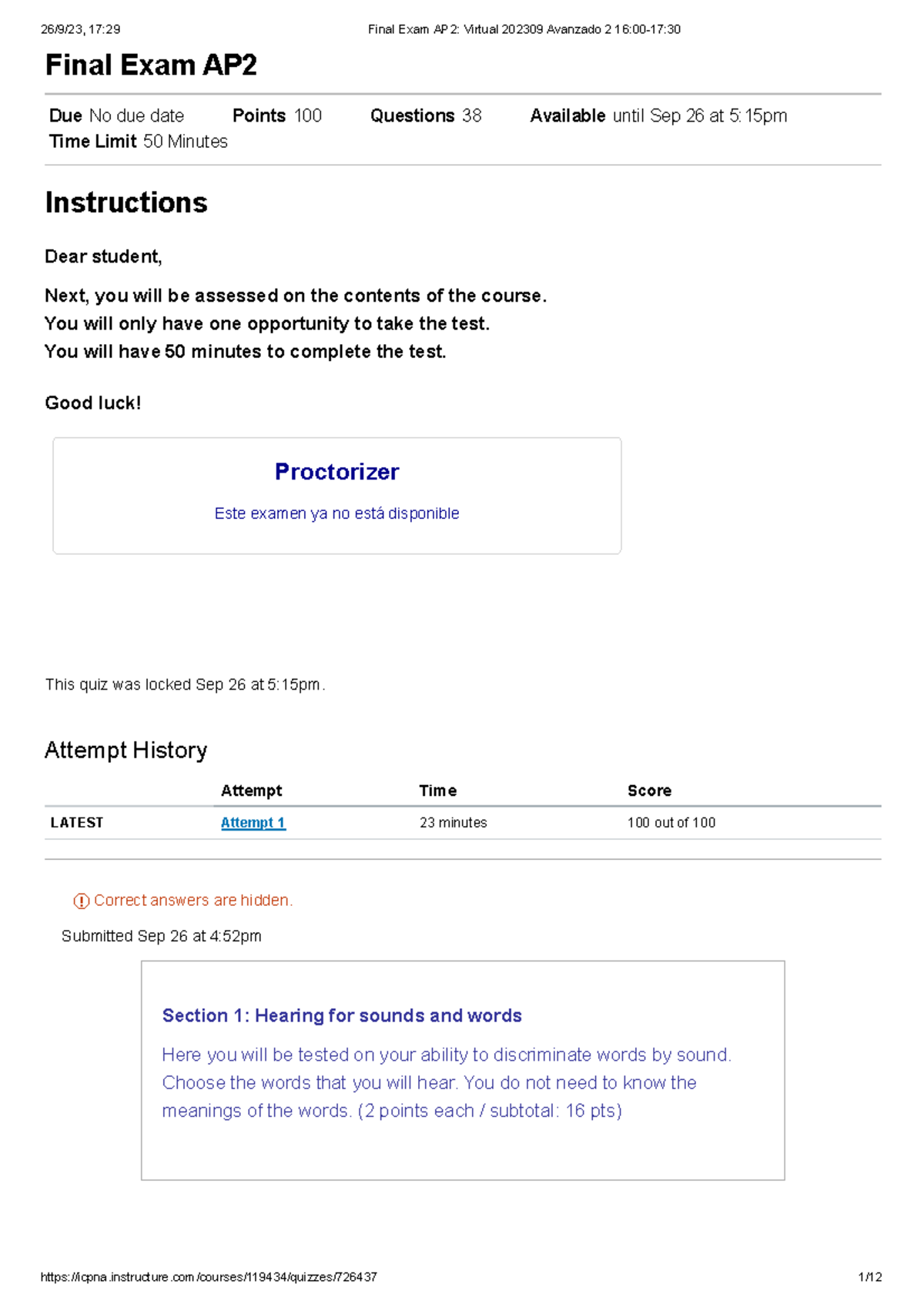 Final Exam AP2 Virtual 202309 Avanzado 2 16 00-17 30 - Final Exam AP ...
