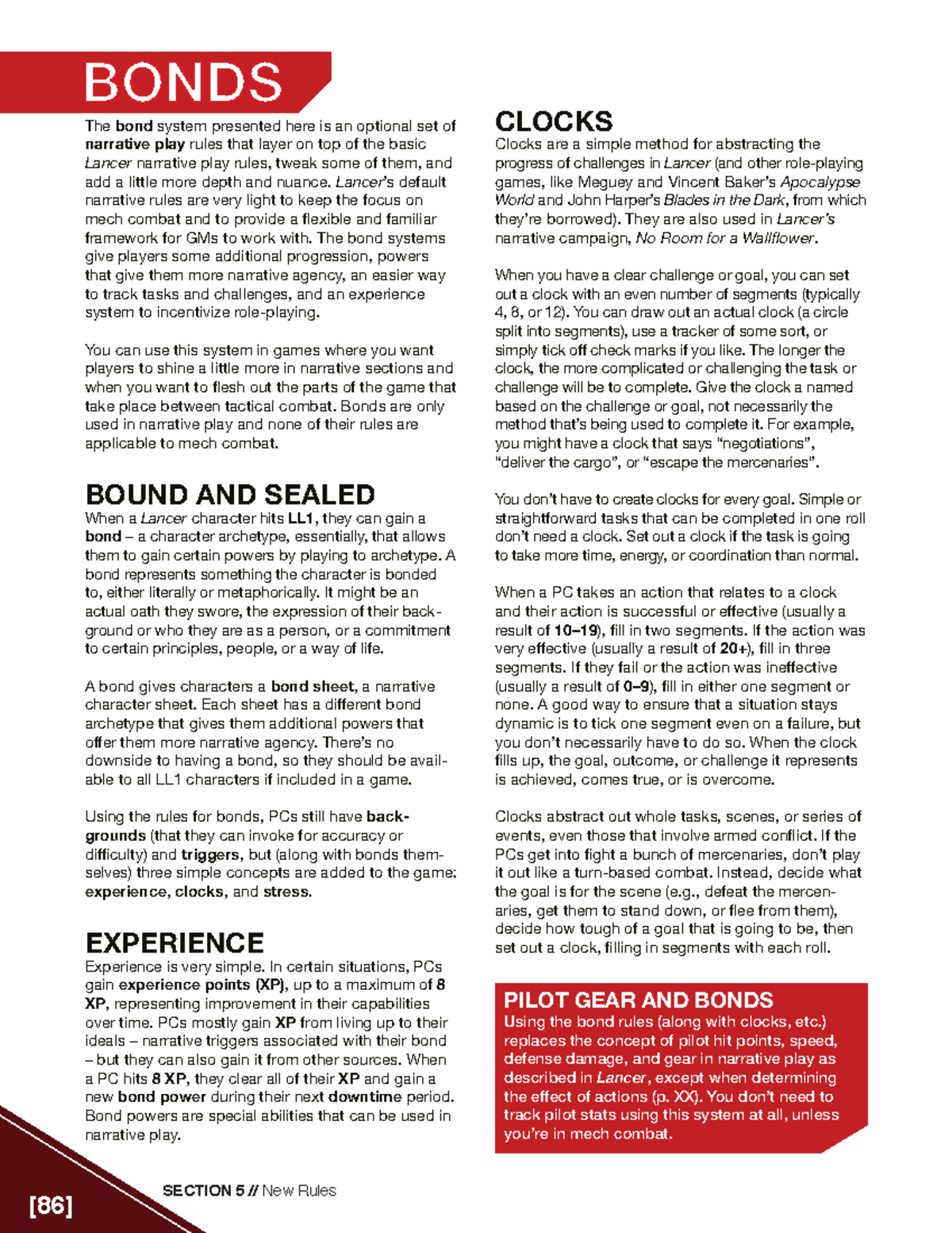 BONDS: Optional Narrative Play Rules for Lancer (LL1) - Studocu