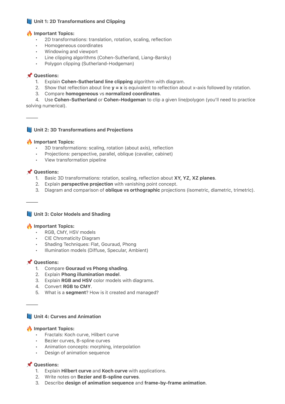 CG 101: 2D & 3D Transformations, Color Models, and Animation Notes ...
