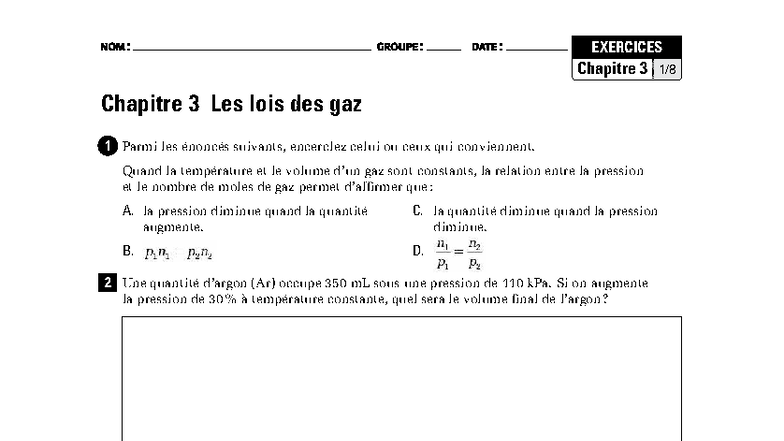Exercices et Évaluation - DELTA Chimie Chapitre 3 - Studocu