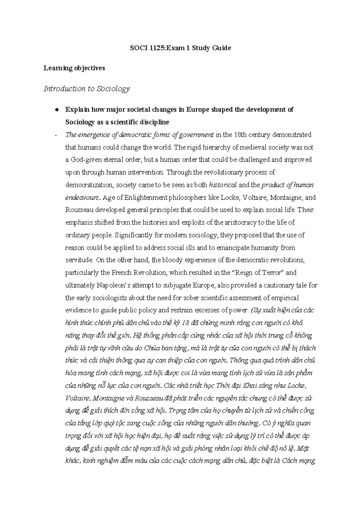 SOCI 1125 Midterm Study Guide: Key Concepts and Theories in Sociology ...