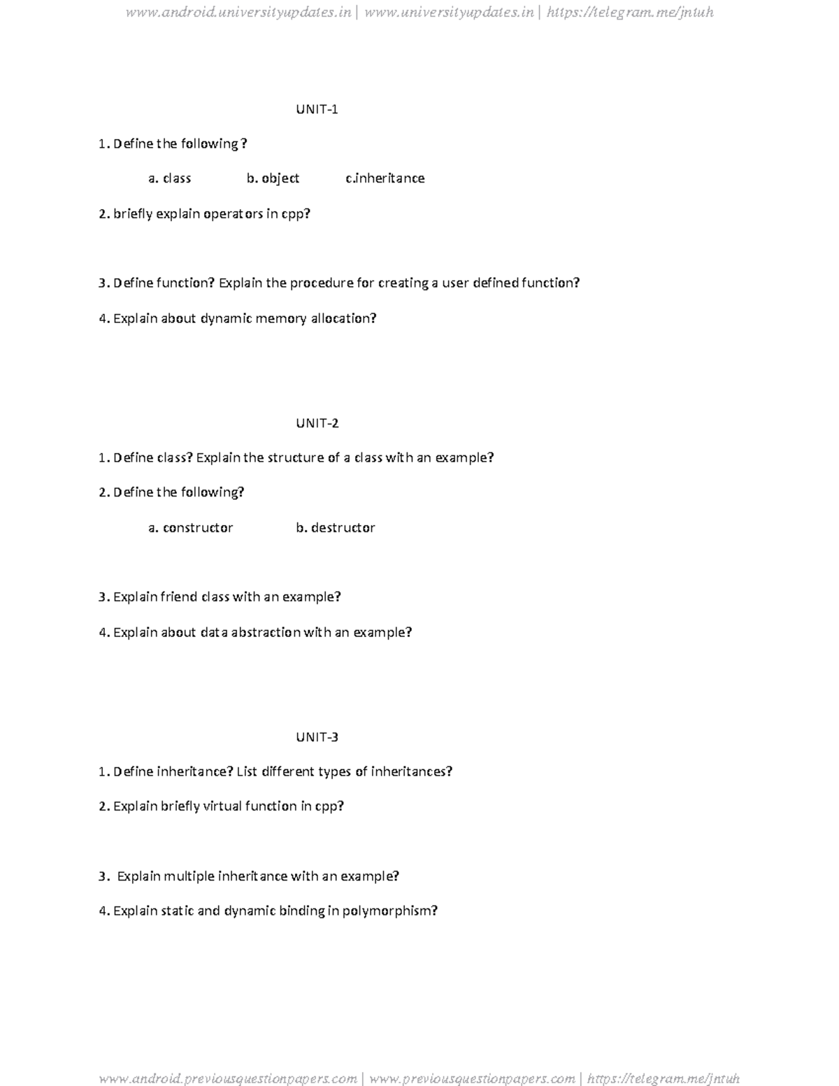 CPP-IMP Questions: Key Concepts and Examples in C++ - Studocu