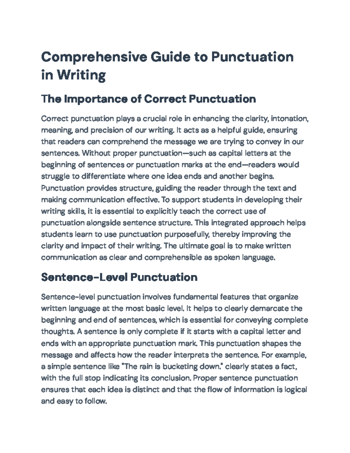 Comprehensive Guide to Punctuation (ENG101) - Enhancing Writing Clarity ...