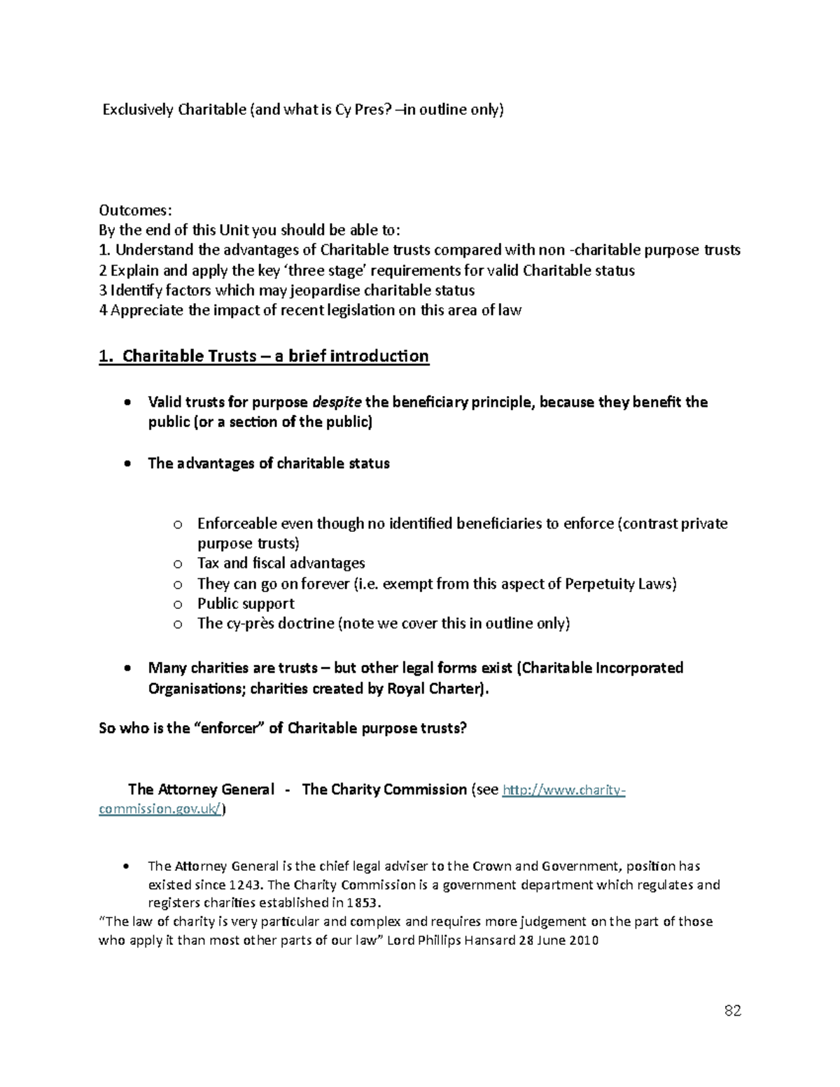 Charitable Trusts and Cy Pres: Key Concepts and Recent Legislation (LAW ...