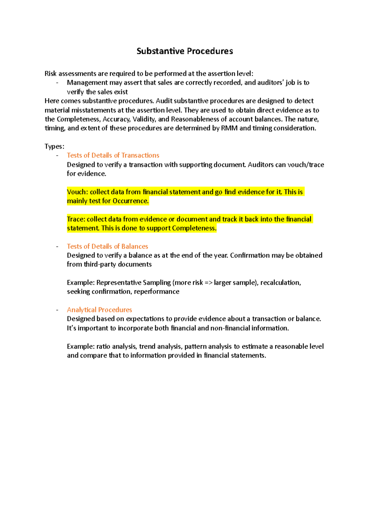 Lecture 7 - Overview of Substantive Procedures in Auditing - Studocu