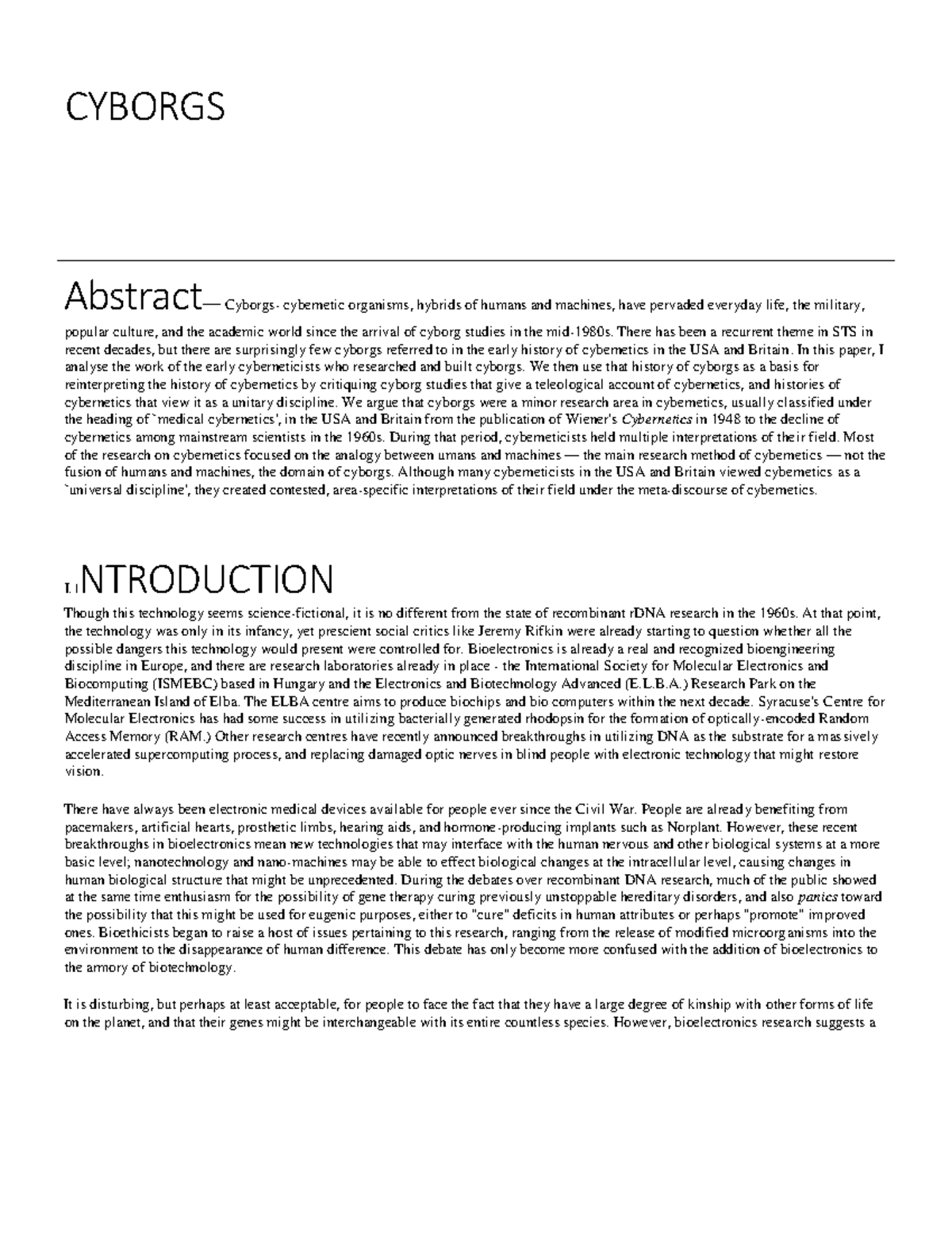 Cyborgs Ijertv 2IS90853 - CYBORGS Abstract— Cyborgs- cybernetic ...