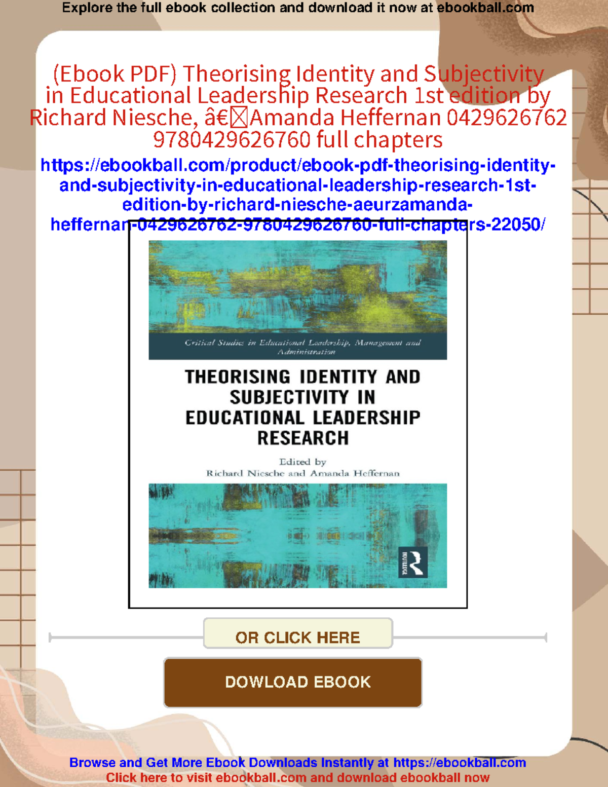 Theorising identity and subjectivity in educational leadership research ...