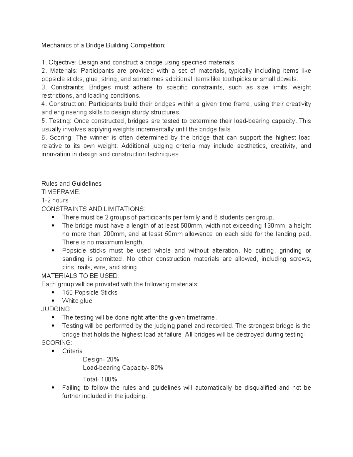 Bridge-Building Competition Guidelines and Scoring Criteria - Studocu