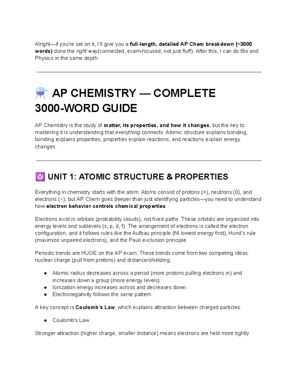 AP CHEM 101: Comprehensive Breakdown of Key Concepts - Studocu
