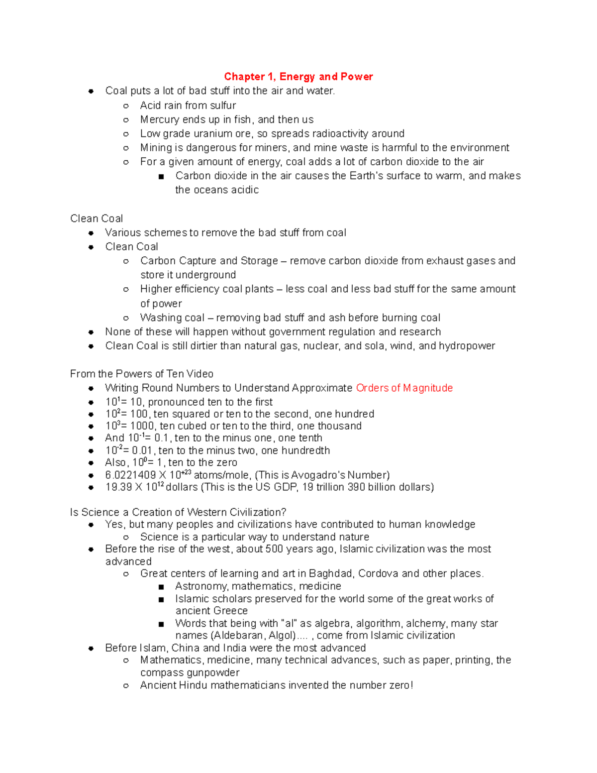 Physical Science - Lecture Notes on Energy, Power, and Conservation ...