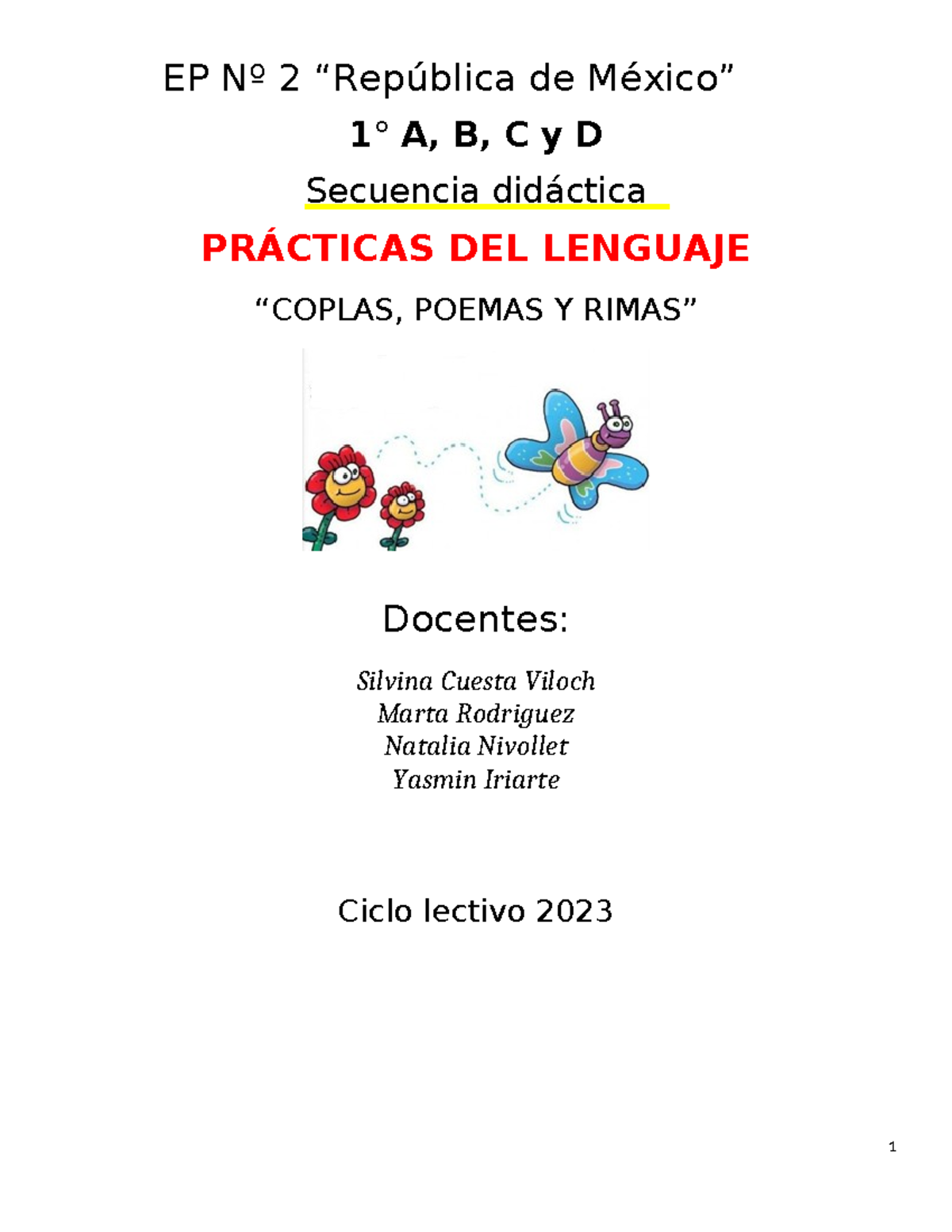 Secuencia Didáctica: Coplas, Poemas y Rimas - 1° A, B, C y D - Studocu