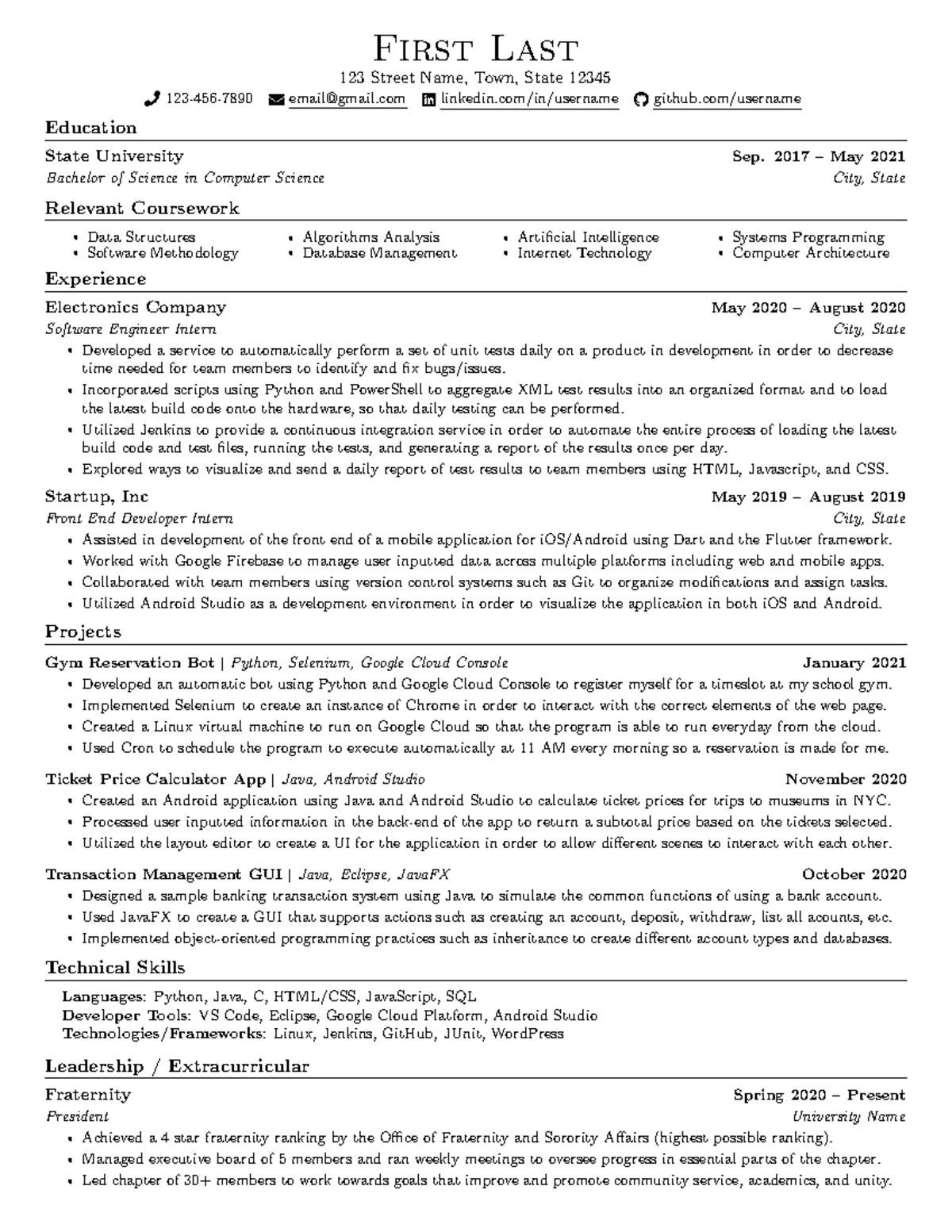 Computer Science Resume - Jakes, BSc CS Graduate 2021 - Studocu