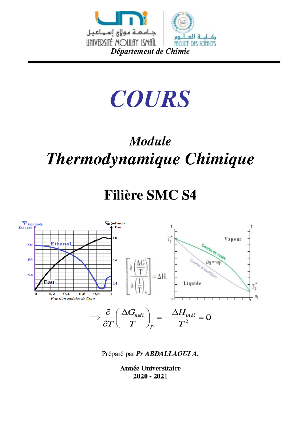 Polycopié Chapitres I - II et III - S4 chimie - Département de Chimie ...