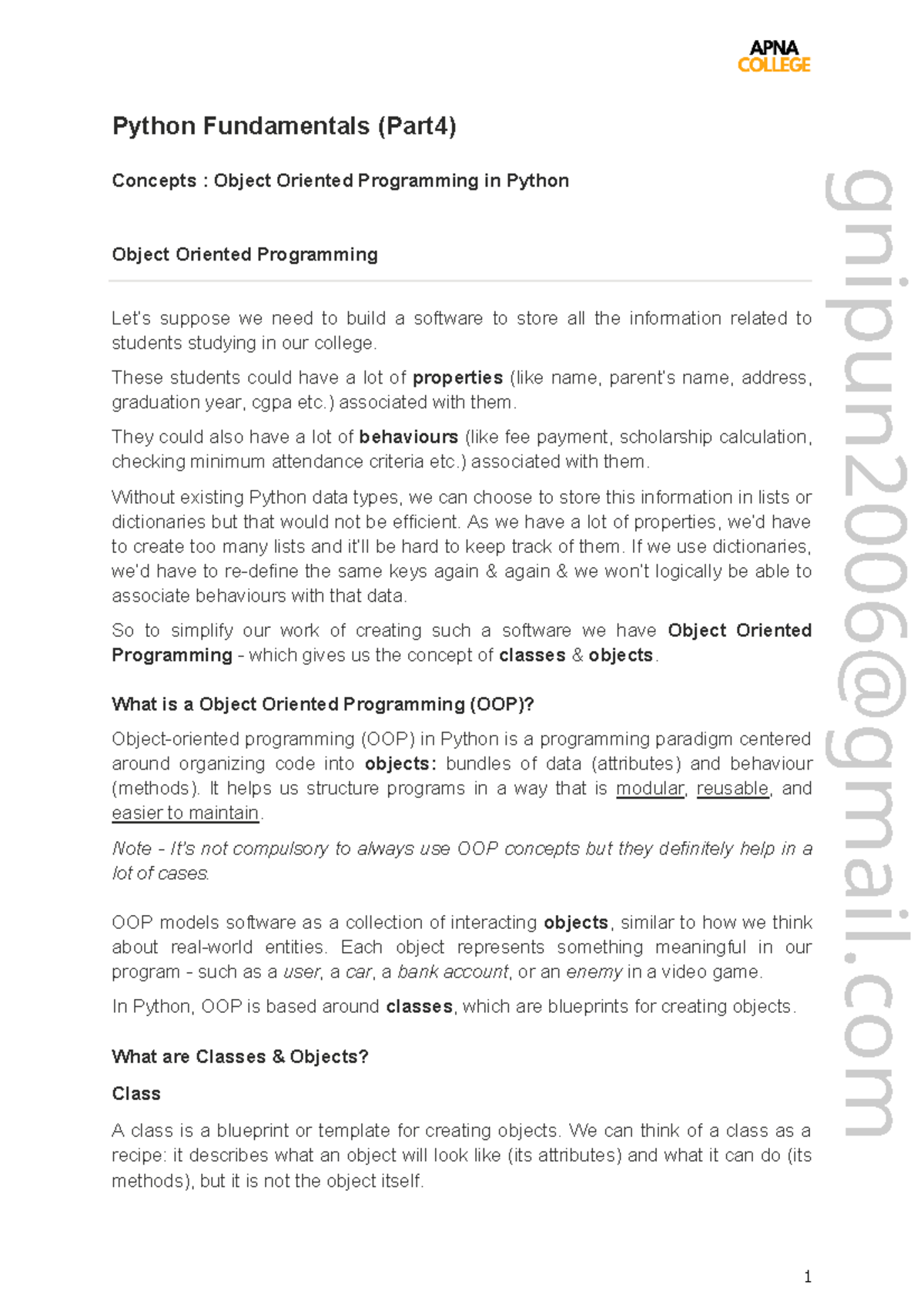 Python Fundamentals (Part 4): Object Oriented Programming Concepts ...