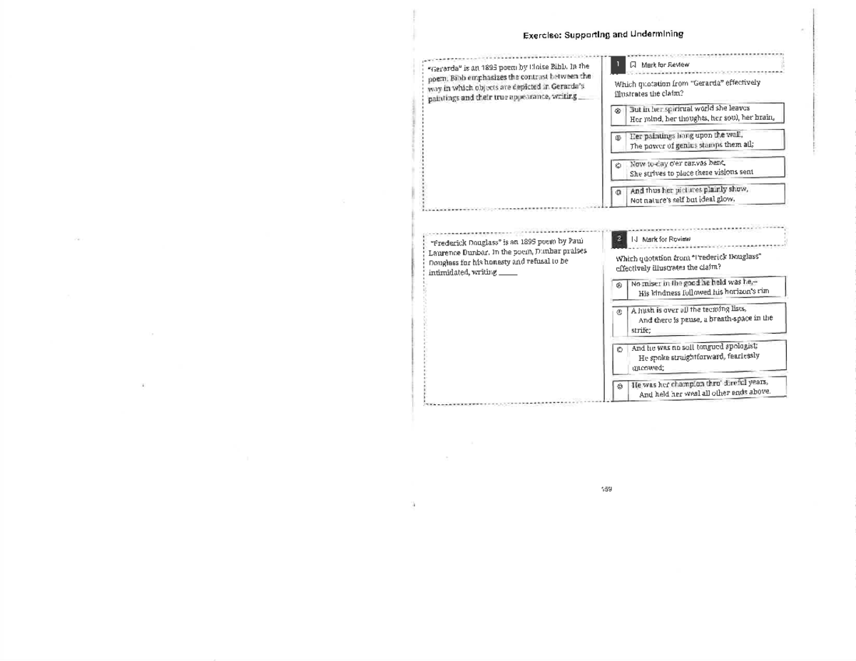 Ex 8 - Supporting and Undermining - Exercise: Supporting and ...
