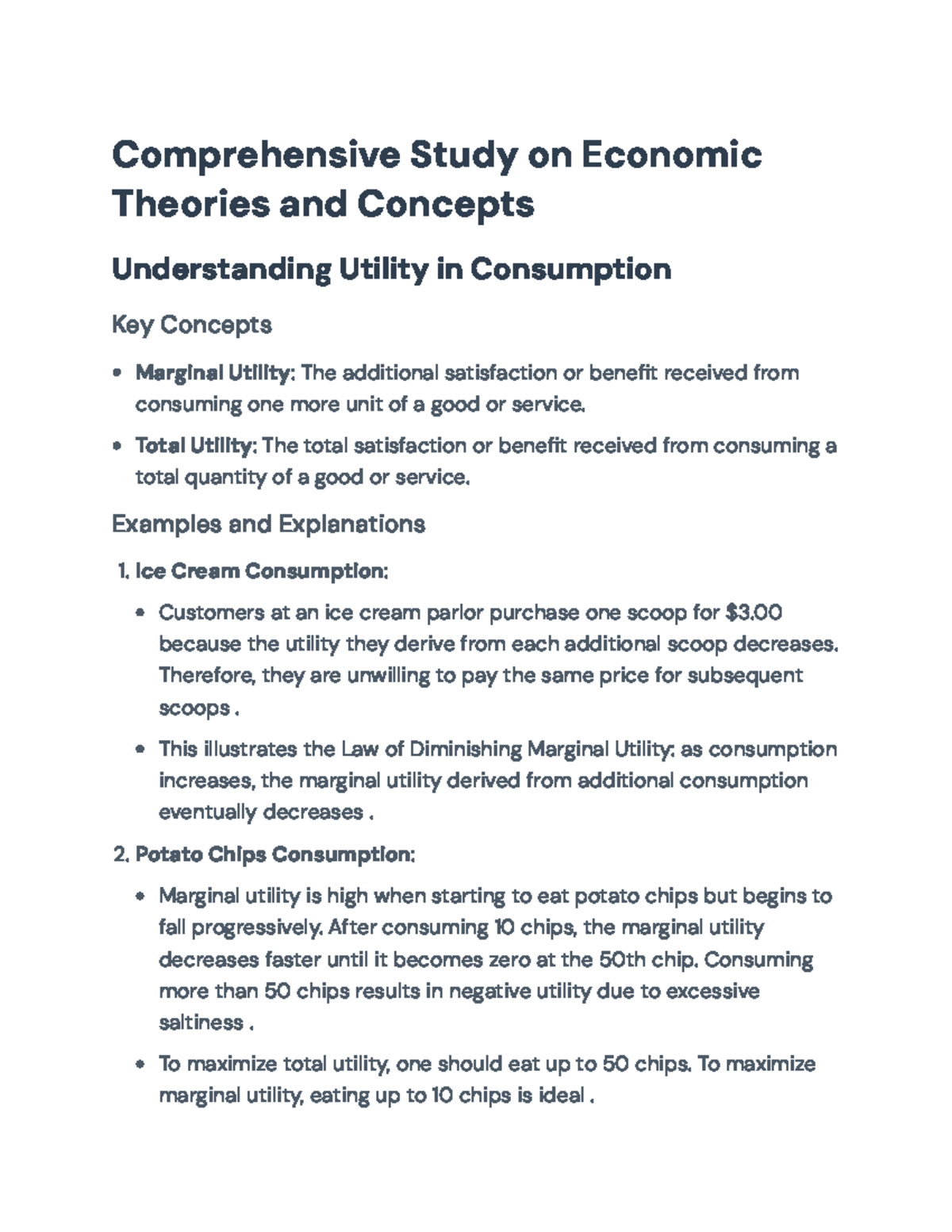 Economic Theories and Concepts: Utility, Market Failures, and ...