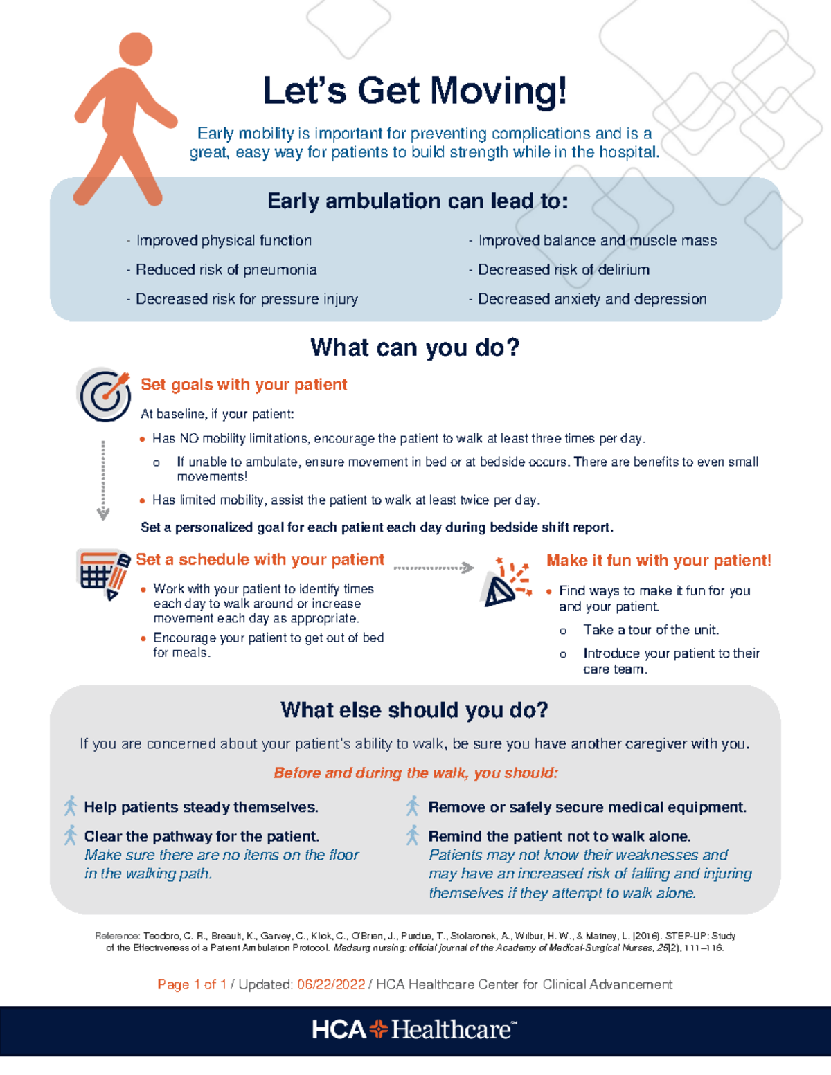 Edu Tool: Let's Get Moving - Early Mobility Importance for Patients ...