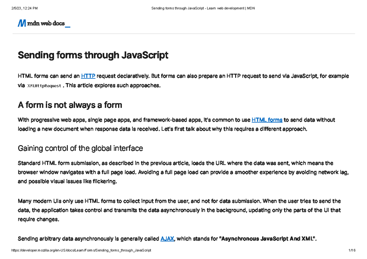 Sending forms through Java Script - Learn web development MDN - Sending ...