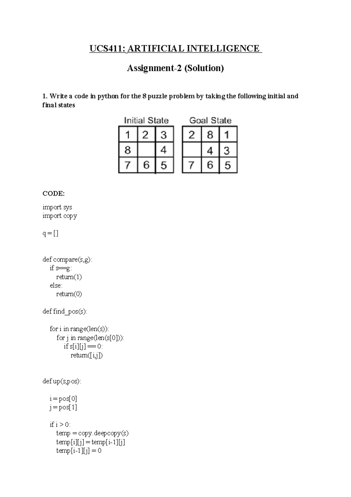 Assignment 1 and 2 - Lab Assignment No. 1 UCS411 (Artificial ...