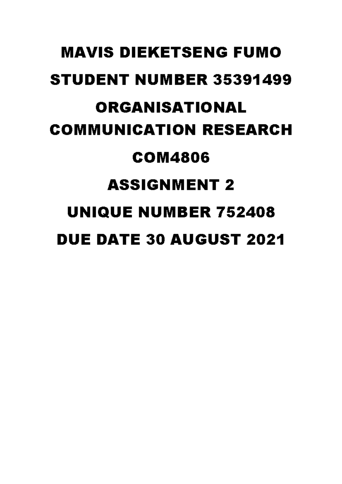 FUMO COM4806 ASS 2 11 - ASSIGNMENT 2 - MAVIS DIEKETSENG FUMO