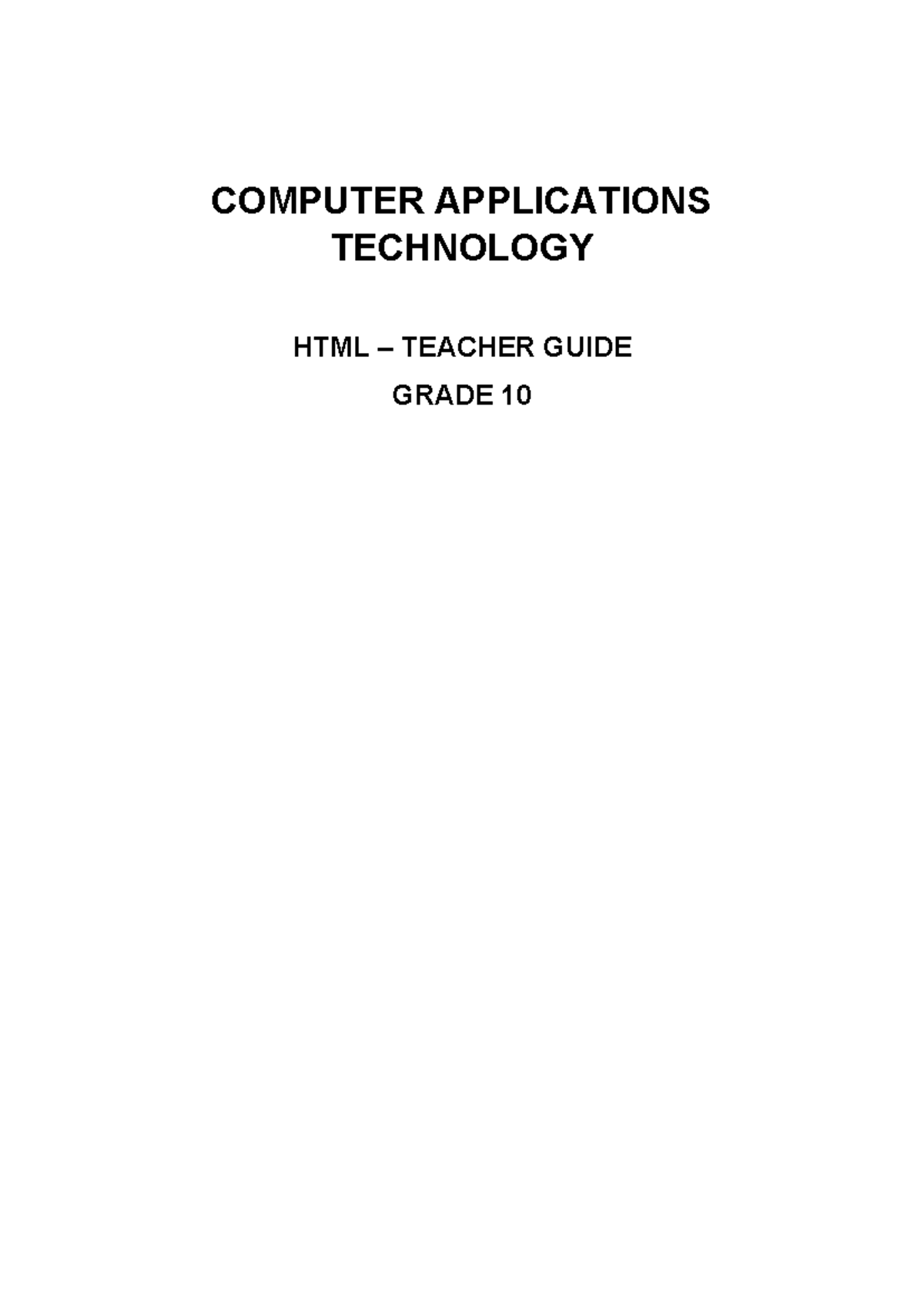 GR 10 HTML Teacher Guide: Practical Activities & Solutions - Studocu