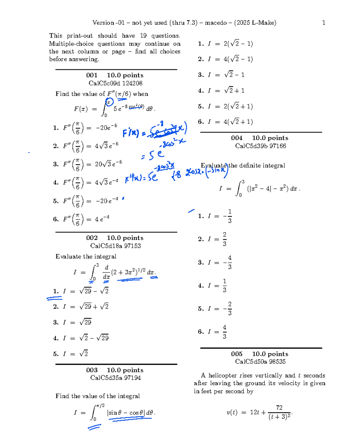 More Practice for Midterm 1 (Calc) 2025 - Studocu