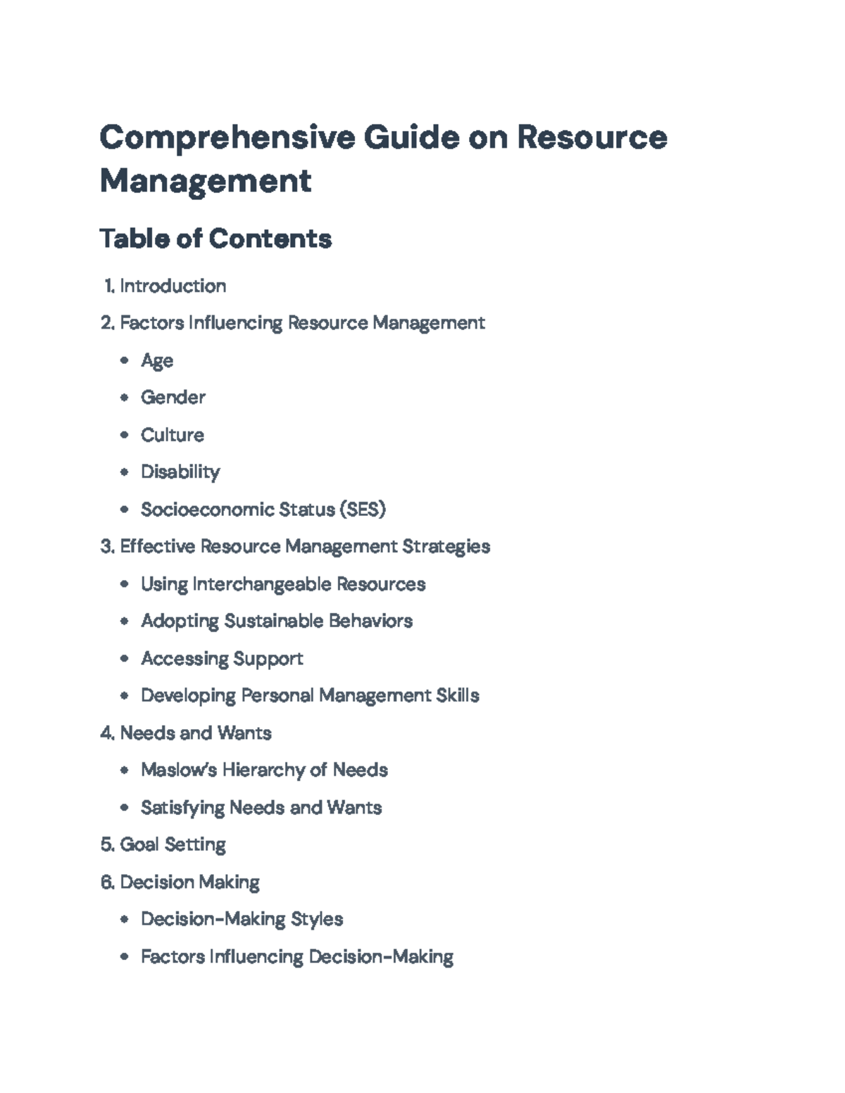 Comprehensive Guide to Resource Management Strategies and Influences ...