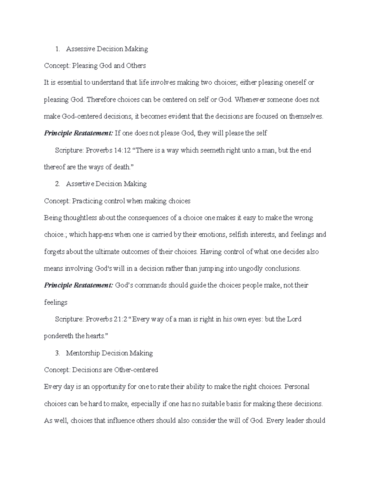Difference Choices- Principles - Assessive Decision Making Concept ...
