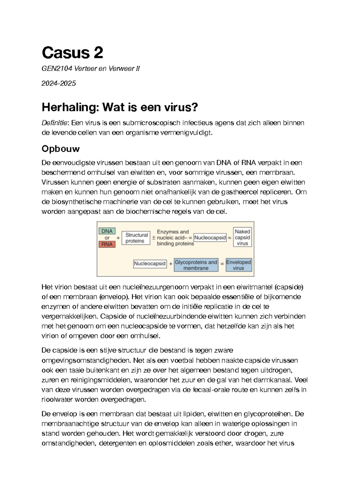 GEN2104 Casus 2: Virussen en hun Kenmerken in Verteer en Verweer II ...
