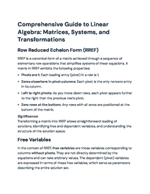 Linear Algebra - Study Notes & Assignments - Studocu