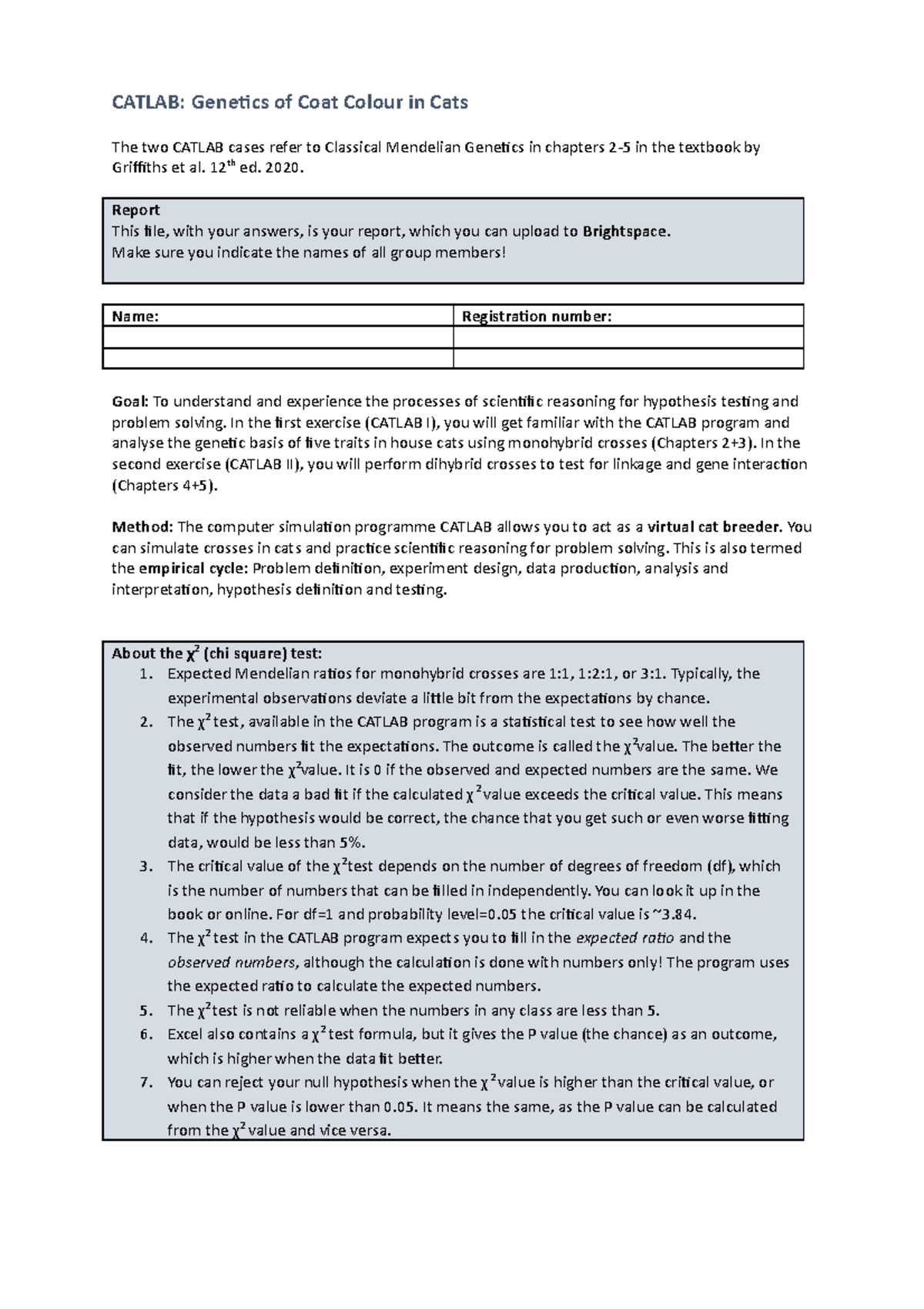 CATLAB II 2022: Genetics of Coat Colour in Cats Report - Studeersnel