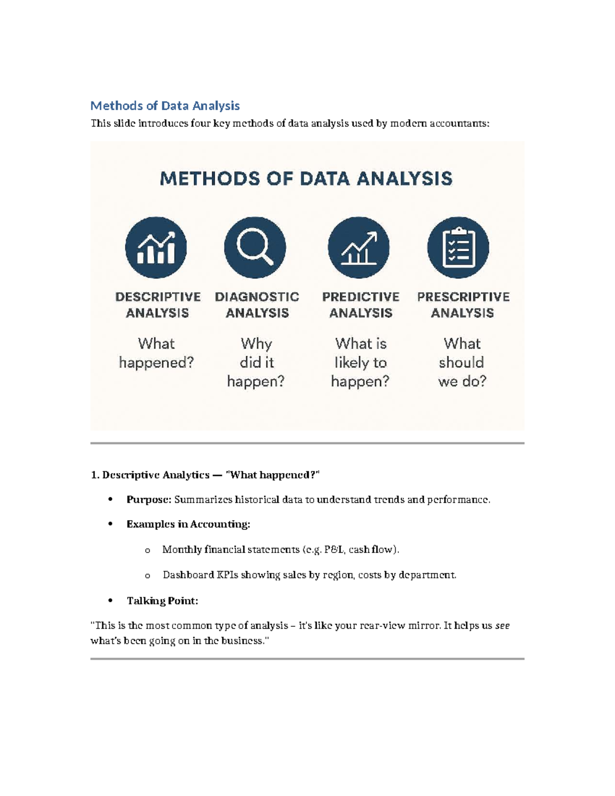ACC 101 - Week 1: Key Methods of Data Analysis in Accounting - Studocu