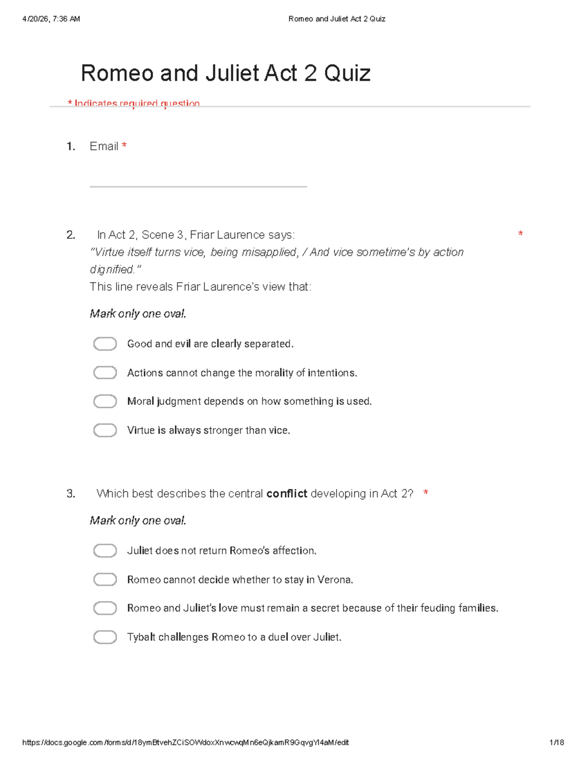 Romeo and Juliet Act 2 Quiz (2025) - Key Questions and Answers - Studocu