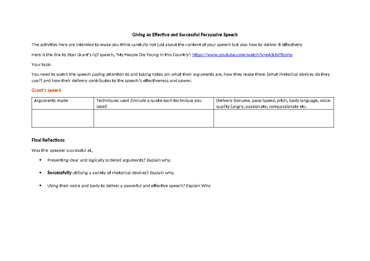 Effective Strategies for Delivering a Persuasive Speech - ENGL 101 ...