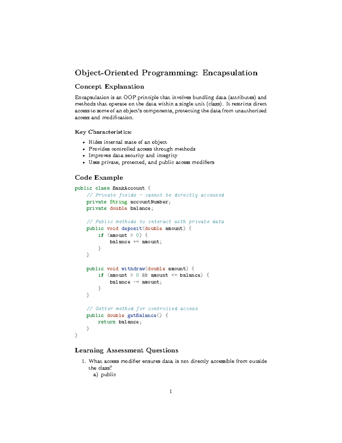 Encapsulation-pdf - OOP concepts - Object-Oriented Programming ...