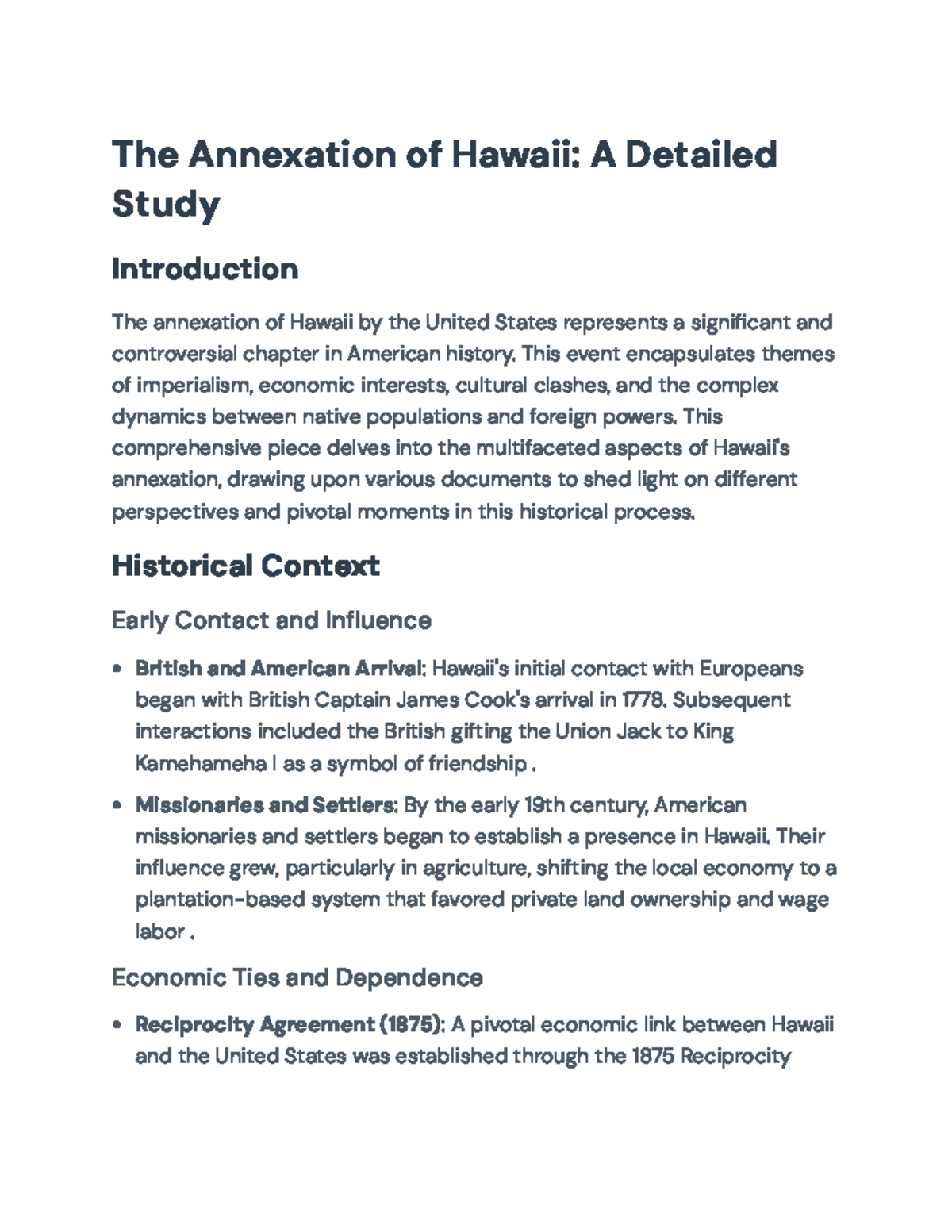 The Annexation of Hawaii: Historical Perspectives and Impacts - The ...