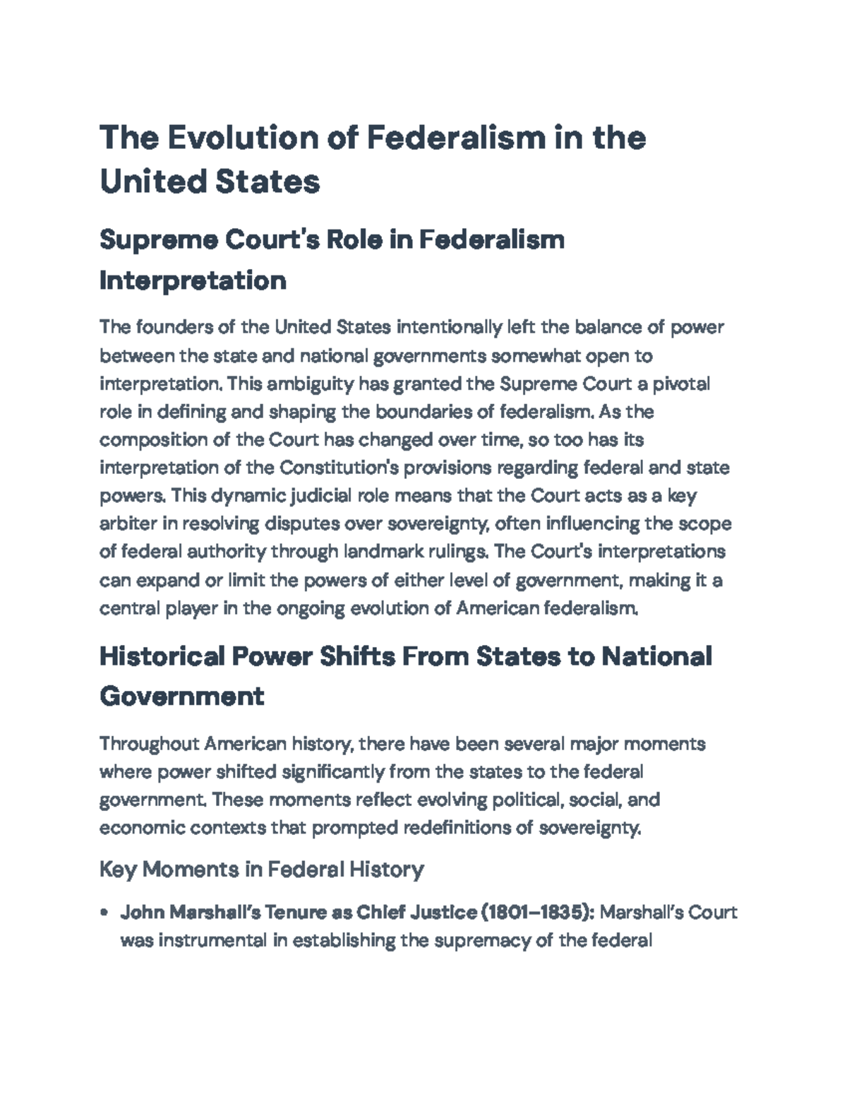 The Evolution of Federalism in the U.S.: Key Changes & Supreme Court ...